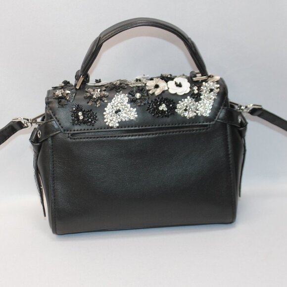 Michael Kors Black Sequined Floral Applique Bristol Small Top Handle Satchel - Picture 8 of 14